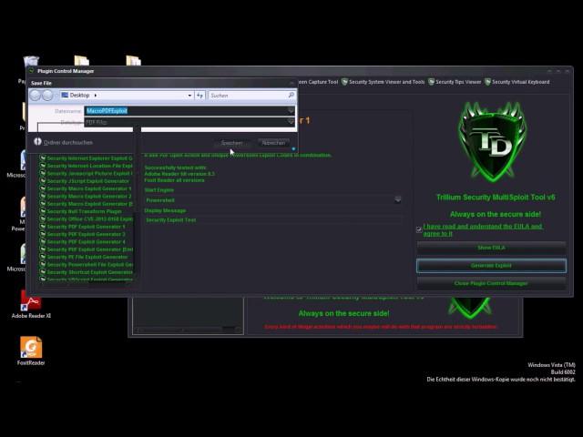 Trillium Security MultiSploit Tool v6 - Macro PDF Exploit