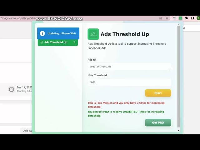 Threshold Up Extension For Facebook Ads