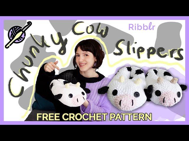 FREE crochet tutorial - Chunky Cow Slippers by Ribblr