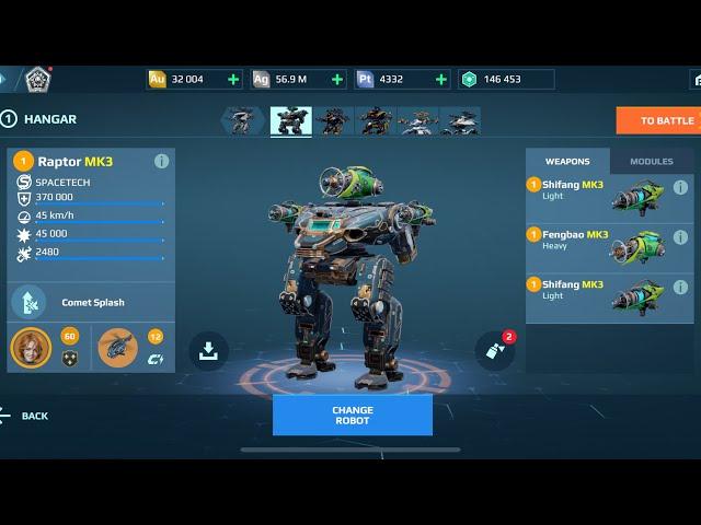 Raptor Shifang Full MK3 War Robots Gameplay