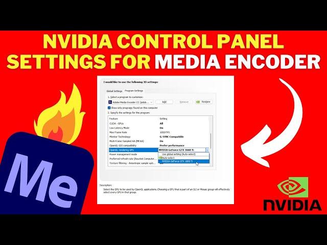 Best NVIDIA Control Panel SETTINGS For MEDIA ENCODER 2023 Fix MEDIA ENCODER Not Using GPU To Render