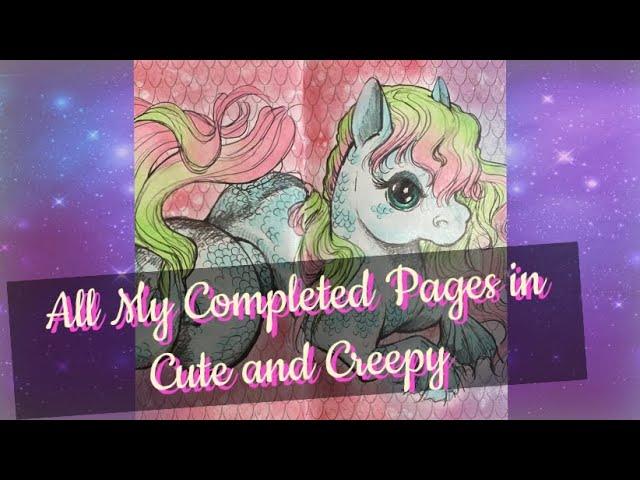 All my Completed Pages in Cute and Creepy by Camilla derrico! #adultcolouring