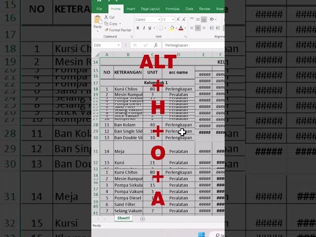 10 Detik merapihkan baris dan kolom di excel