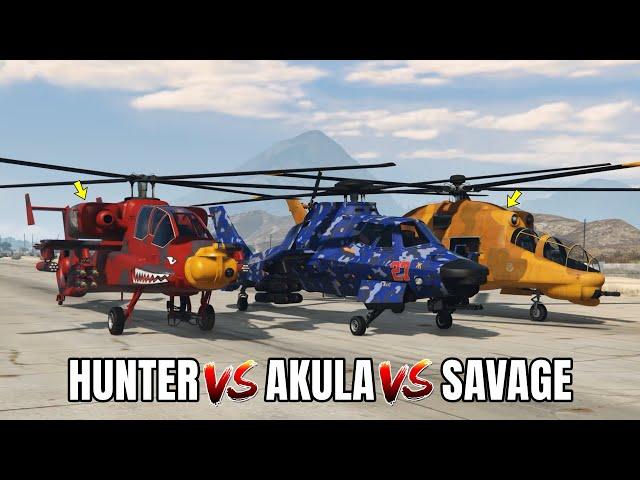 GTA 5 ONLINE - WHICH IS BEST ATTACK HELICOPTER? (HUNTER VS AKULA VS SAVAGE)