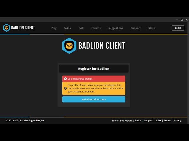 Badlion Client error