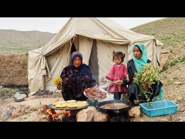 Nomadic Lifestyle in Afghanistan | Shepherd Mother Cooking Traditional Food in the Village