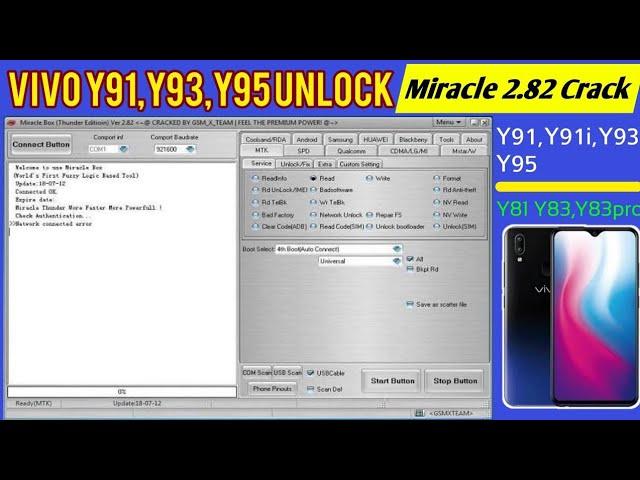 Vivo y91,y93,y95 unlock | Miracle Box 2.82 crack | On click unlock | thanks mobile