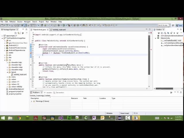 Coding a TextView, ImageView, and Button