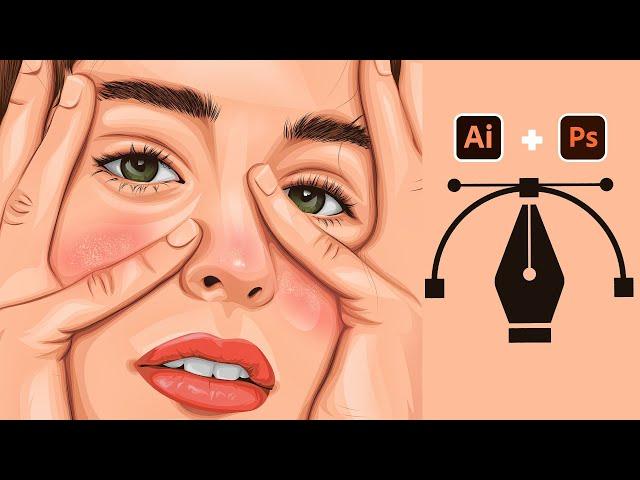 How To Draw Digital Art  Vector Portrait Illustration ️ Vector art