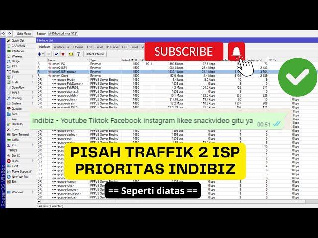 Upgrade Mikrotik jadi Distribusi dan Pisah Traffik 2 ISP