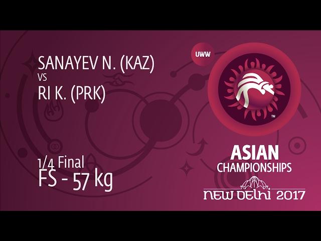 1/4 FS - 57 kg: N. SANAYEV (KAZ) df. K. RI (PRK), 3-2