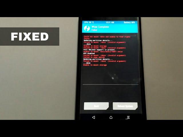 [FIXED] Unable to mount /data or /system error