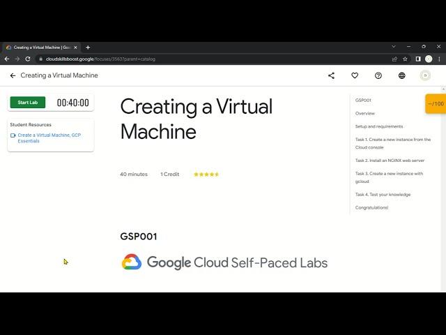 Creating a Virtual Machine | GSP001 | Solution