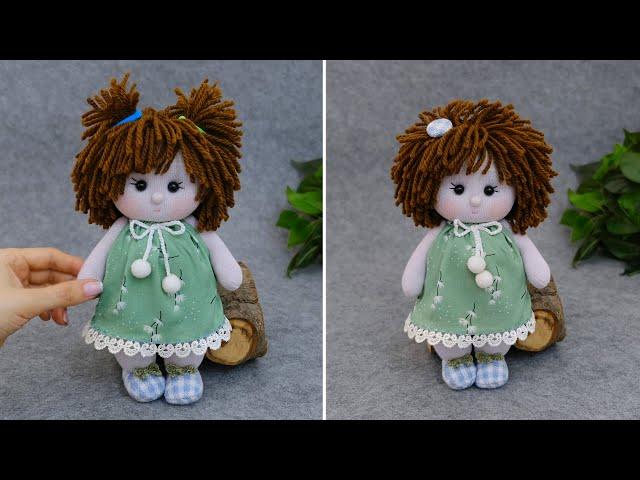 No pattern, No sewing machine Sock Doll  You will love this cute girl with wonderful hair!