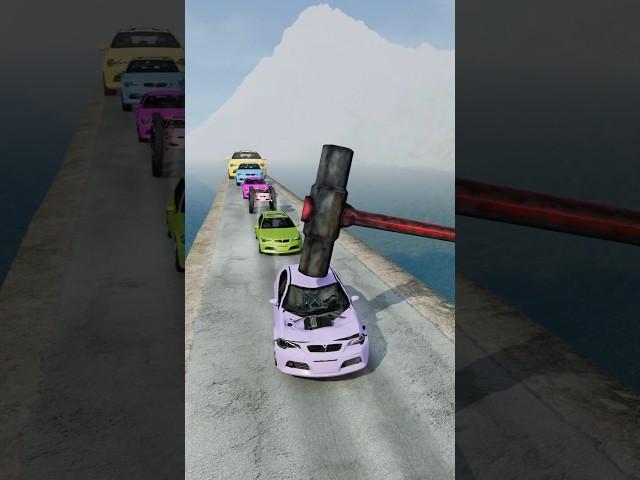 Big & Small Colorful Cars vs Giant Hammer #64 | BeamNG.drive