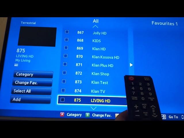 SAMSUNG TV SET FAVORITE CHANNELS