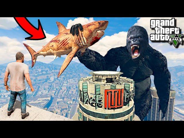 КИНГ КОНГ НАШЕЛ МЕГАЛОДОНА В ГТА 5 МОДЫ! БИТВА ТИТАНОВ KONG VS MEGALODON ОБЗОР МОДА GTA 5! ИГРЫ MODS