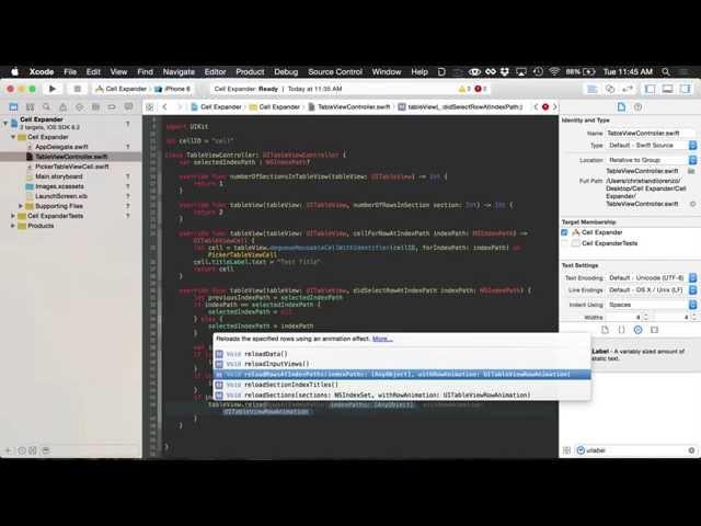 iOS 8 Expanding Cell Tutorial (Swift)