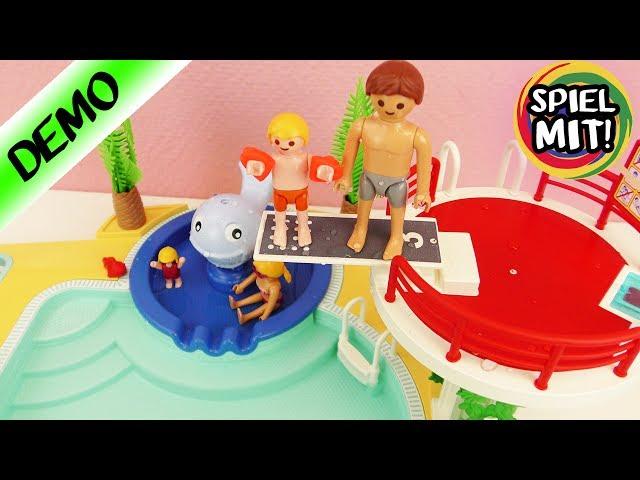 Playmobil ERLEBNISBAD MIT SPRUDEL-WAL Demo Deutsch - Mit 3m Sprungbrett! Summer Fun - Spiel mit mir