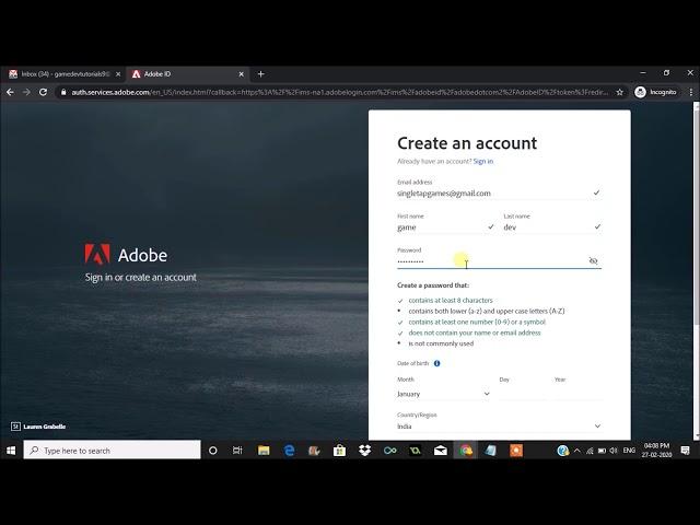 How to create a account on Adobe