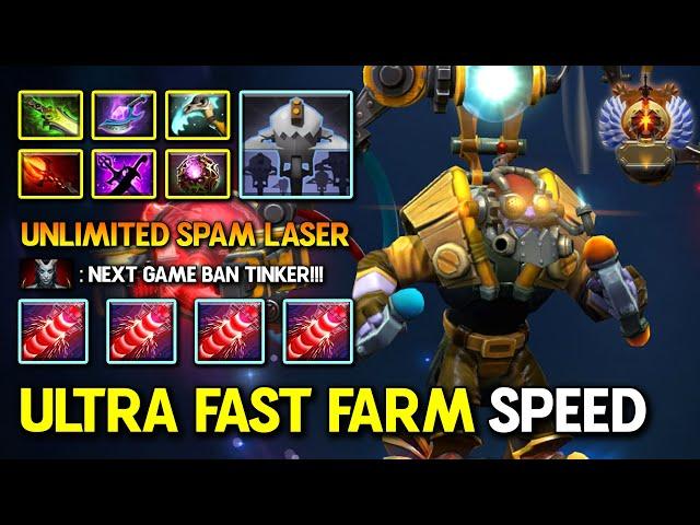 ULTRA FAST FARM SPEED MID Tinker With Full of Magical Build Unlimited Spam Laser Burst Damage DotA 2