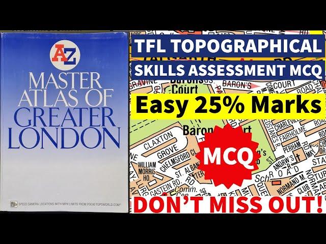 TfL Topographical Assessment | MSQ questions worth 25% marks | A to Z Master Atlas Greater Londonpco