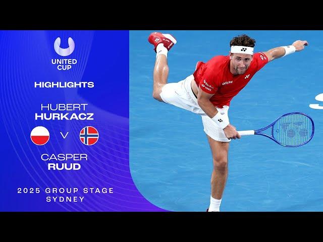 Hubert Hurkacz v Casper Ruud Highlights | United Cup 2025 Group B