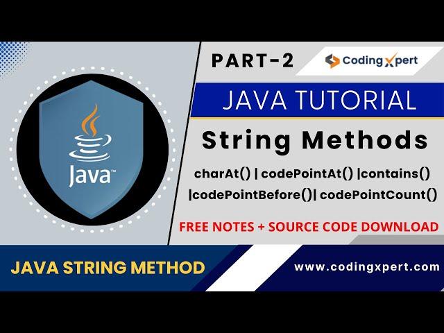 String Methods in Java | charAt()  codePointAt()  codePointBefore() codePointCount() | learn Java