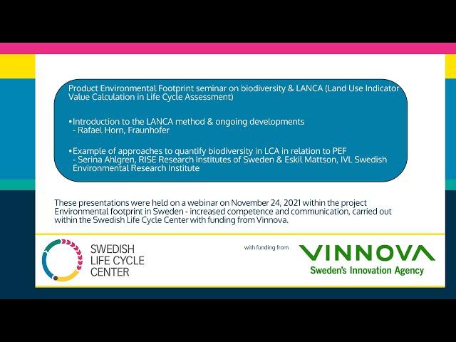 Product Environmental Footprint seminar on biodiversity & LANCA