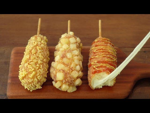 Famous Korean Cheese Corn Dog Recipe :: Myungrang Hot Dog Recipe :: Korean Street Food