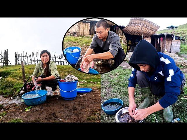 Chinese fan washing Jonson's Clothes II Guest's working in our Shelter@pastorallifeofnepal