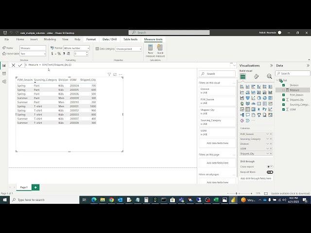 Rank based on multiple columns - Power BI - DAX