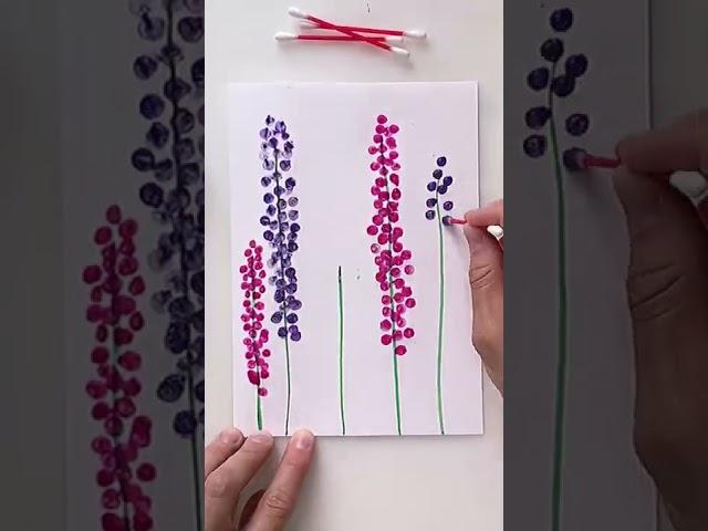 Ideas for drawing. Draw flowers with cotton swabs. 