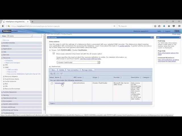 IBM Websphere Application Server JDBC Provider and Datasource Setup