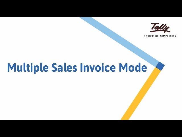 Multiple Sales Invoice Modes | TallyPrime Walkthrough