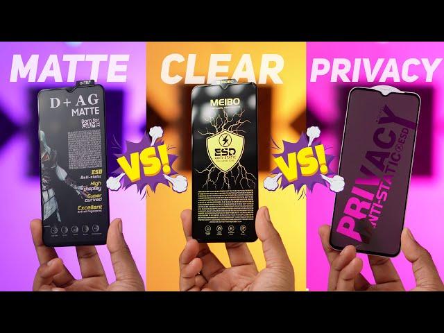 எதுபெருசுன்னு ஓடச்சிக்கட்டு️| Matte vs Clear vs PrivacyTempered Glass!!