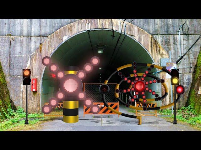 The railway crossing in the tunnel makes a sound