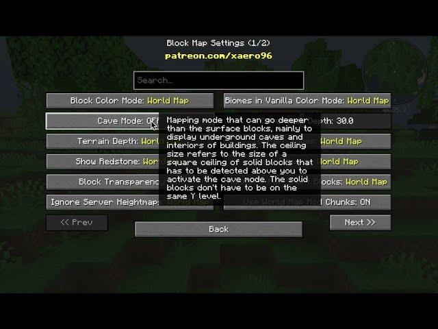 Minecraft Disable Cave Mode for Xaero's Minimap Mod