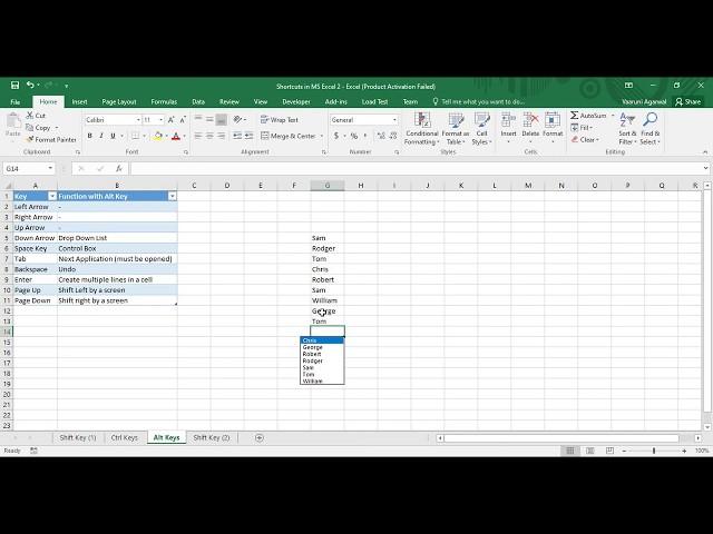 Microsoft Excel Tutorial - Alt And Shift With Special Keys Shortcuts In Ms Excel