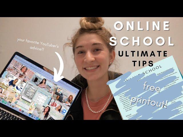 EVERY Online School Tip- From the best YouTubers!! FREE PRINTOUT | Naomi Marie