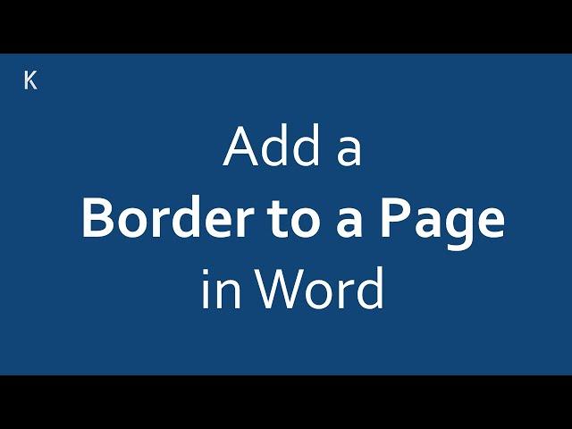Add a border to a page in Word
