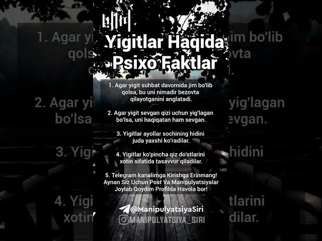 Yigitlar Haqida Psixo Faktlar #Psixologiya #manipulyatsiya #qorapsixologiya