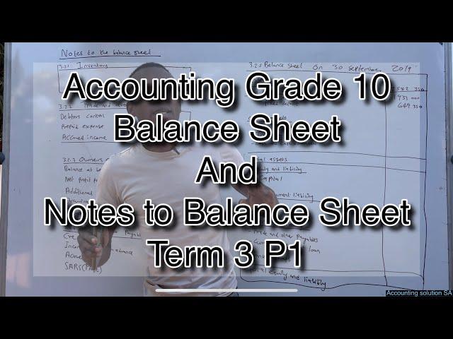 Grade 10 Accounting Term 3 | Balance Sheet & Notes Full video Part 1 of 2024