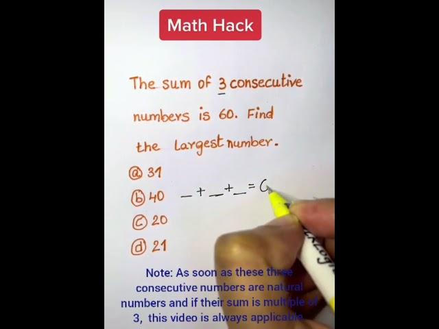 If the sum of three consecutive natural numbers is 60, find the largest number.