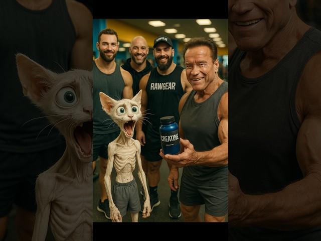 3 weak cat transform into muscular Beasts #catshorts #gym #cattransformation  #arnoldschwarzenegger