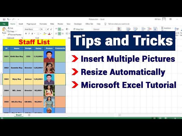 Excel  How to Insert Multiple Pictures and Automatically Resize Selected Cells in MS Excel 2021