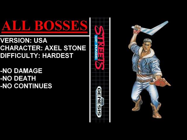 Streets of Rage [USA] (Sega Genesis) - (All Bosses | Hardest Difficulty)