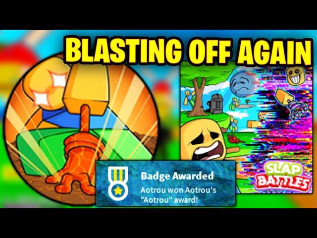 HOW TO GET QUAKE GLOVE + BLASTING OFF AGAIN BADGE in SLAP BATTLES (ROBLOX)