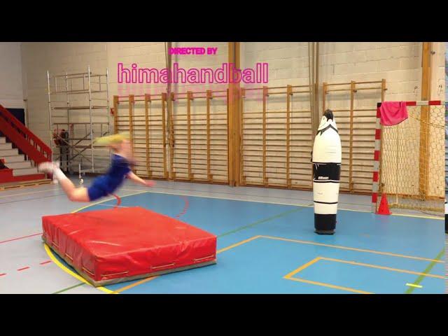 Shot from falling training in Norwegian handball