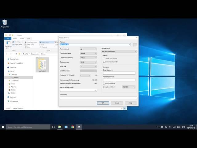 Encrypting file folders using 7-Zip